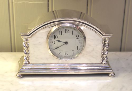Silver Plated Timepiece Mantel Clock