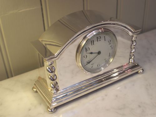 fig 1. Silver Plated Timepiece Mantel Clock 