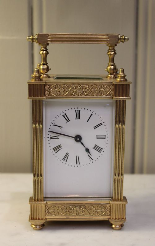 Ornate Edwardian Brass Timepiece Carriage Clock (France, C. 1905)