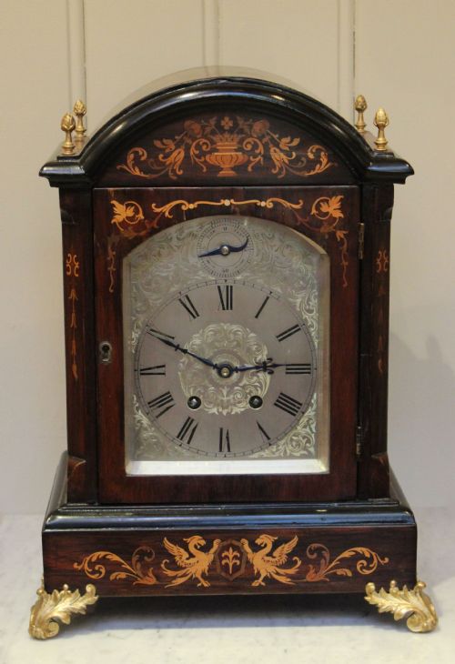 Rosewood and Inlay Lenzkirch Bracket Clock (Germany, 1910)