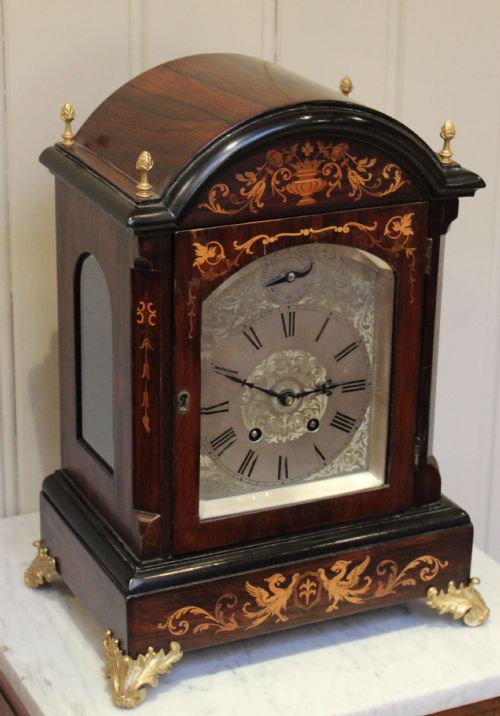 fig 1. Rosewood and Inlay Lenzkirch Bracket Clock (Germany, 1910)