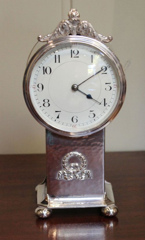 Edwardian Silver Plated Pedestal Clock
