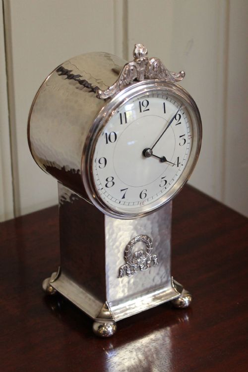fig 1. Edwardian Silver Plated Pedestal Clock