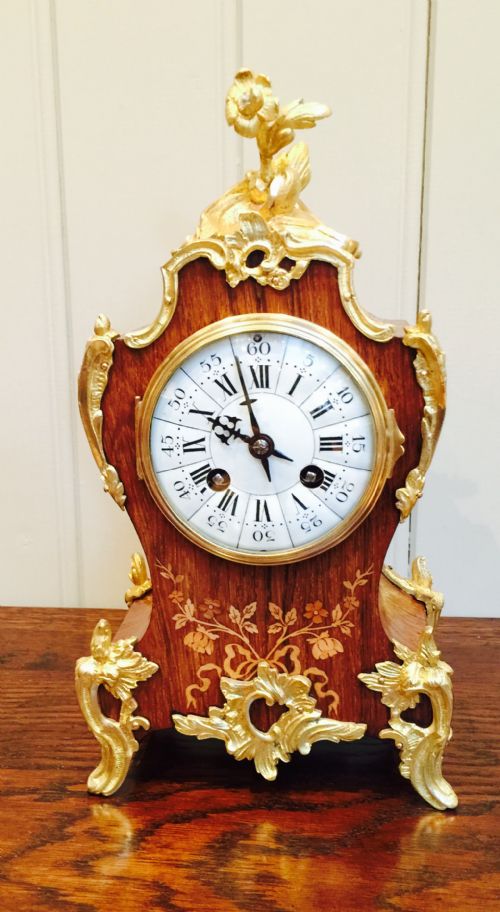French Rosewood and Inlay Mantel Clock 
