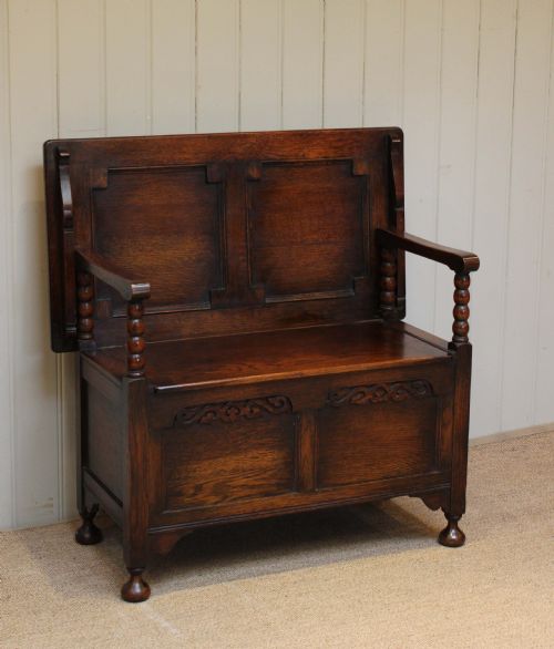 Oak 1920s Monks Bench