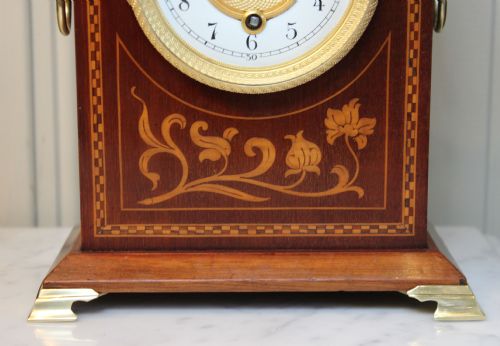 fig 1. Edwardian Mahogany and Inlay Timepiece mantel Clock 