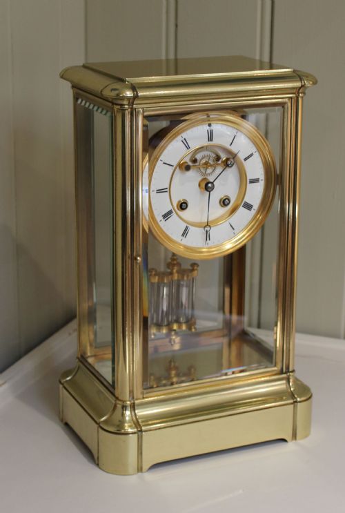 fig 1. Large Bell Striking Four Glass Mantel Clock 