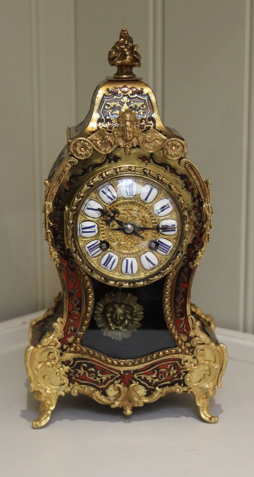 fig 1. French Tortoiseshell and Brass Inlay Boullework Mantel Clock (France, c. 1870)