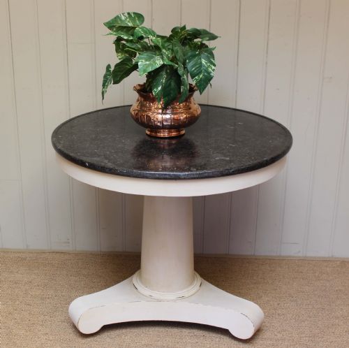 Painted Circular Granite Top Pedestal Table