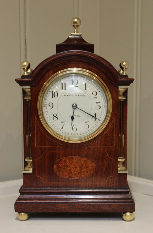Mahogany and Inlay Miniature English Bracket Clock