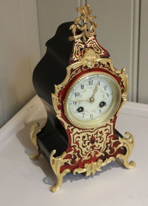 fig 1. French Tortoiseshell and Brass Inlay Bell Striking Mantel Clock