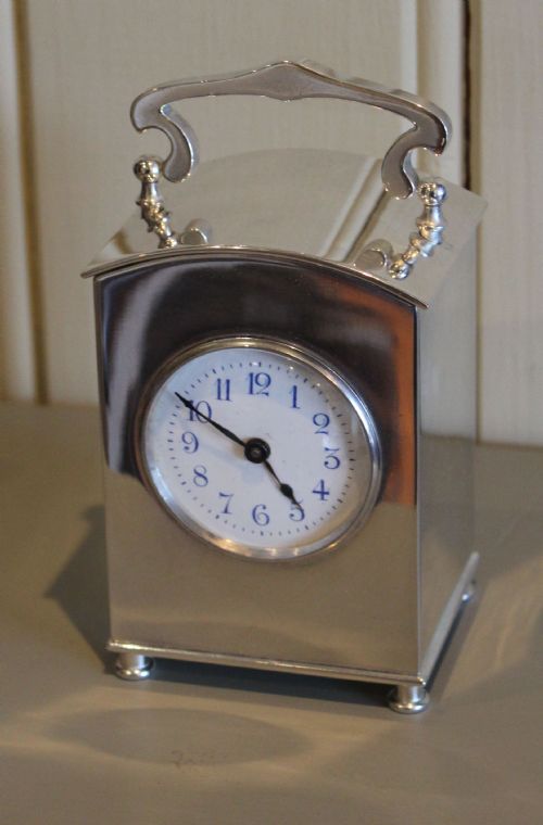 fig 1. Silver Plated Arts and Crafts Carriage Clock