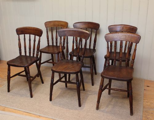 Set of Six Spindle Back Chairs
