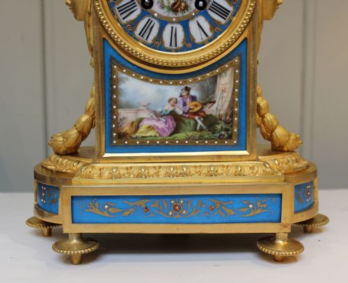 fig 1. French Ormolu and Porcelain Panel Mantel Clock