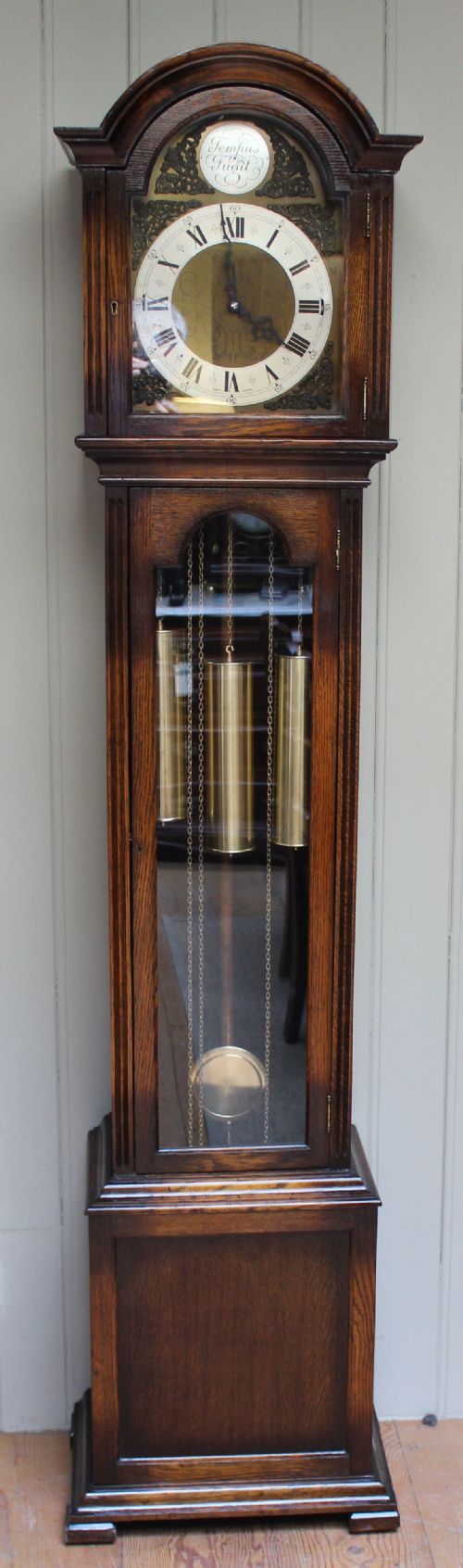 Small Oak Double Chime Longcase Clock