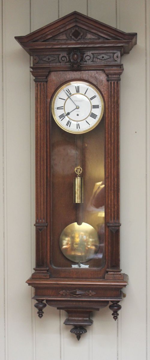 fig 1. Late Victorian Oak Vienna Regulator by Lenzkirch (Germany, 1896)