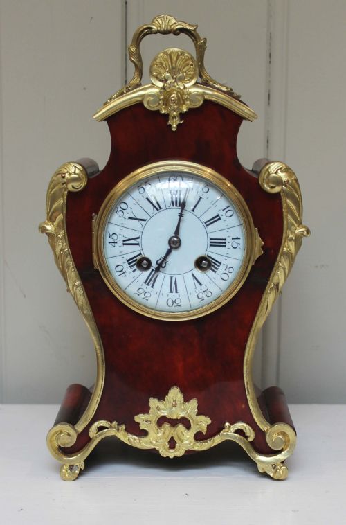 French Tortoiseshell and Ormolu Mantel Clock (France, C. 1890)