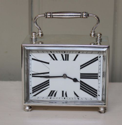 Unusual Art Deco Silver Plated Carriage Clock