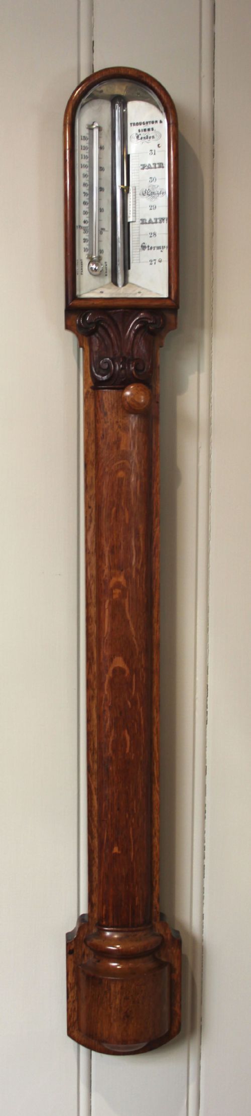 Solid Oak Stick Barometer (London, C. 1850)
