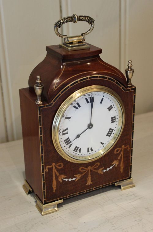 fig 1. Edwardian Mahogany and Inlay Mantel Clock