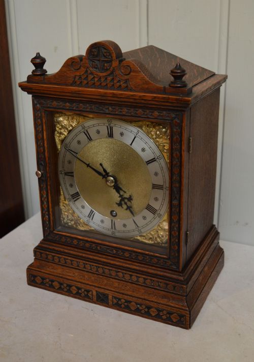 fig 1. Carved Oak Timepiece Mantel Clock