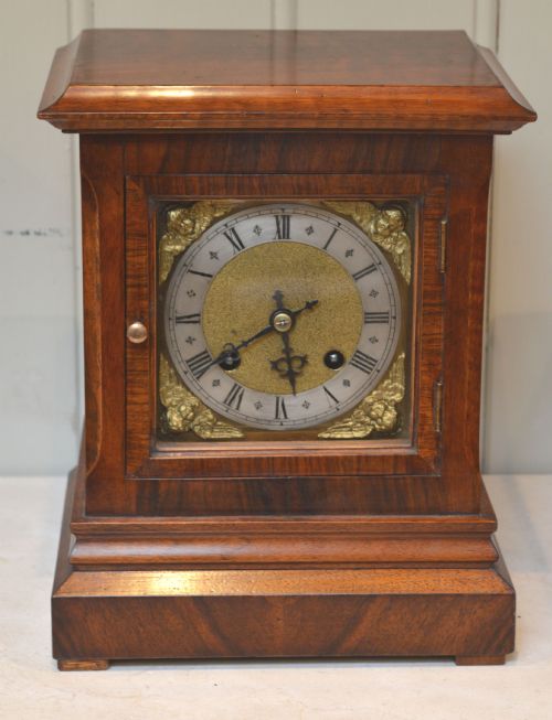 Walnut Ting Tang Chime Mantel Clock (Germany, 1890)