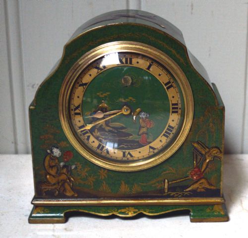 fig 1. Unusual Green Chinoiserie Mantel Clock