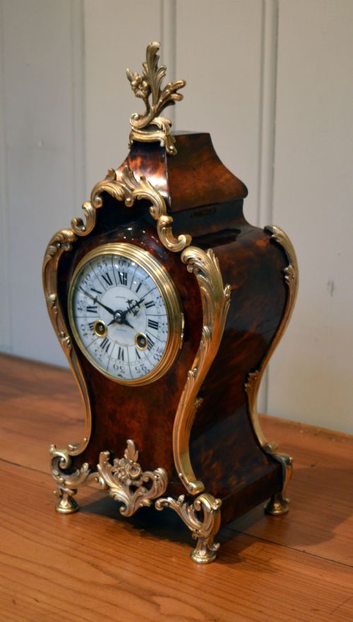fig 1. Tortoiseshell and Ormolu Mantel Clock-Made For Harrods
