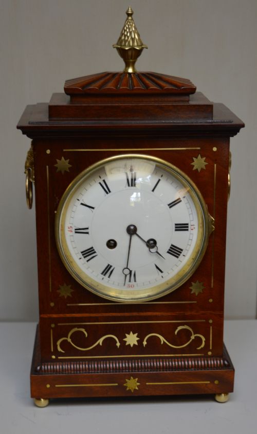 fig 1. Regency Style Mahogany And Brass Inlay Chamfer Top Bracket Clock