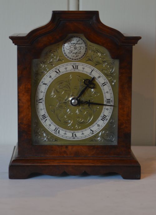 Small Burr Walnut Timepiece Mantel Clock