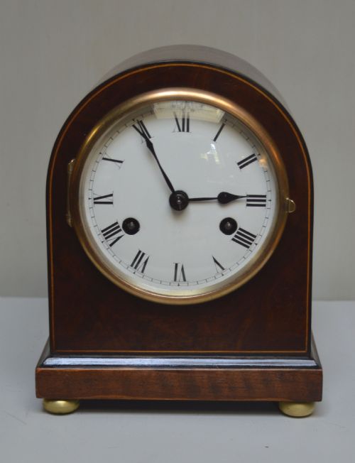 Burr Walnut Arch Top Mantel Clock