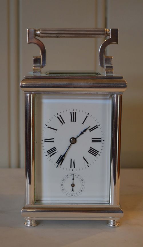 Striking Sliver Plated Carriage Clock (France, C. 1890)