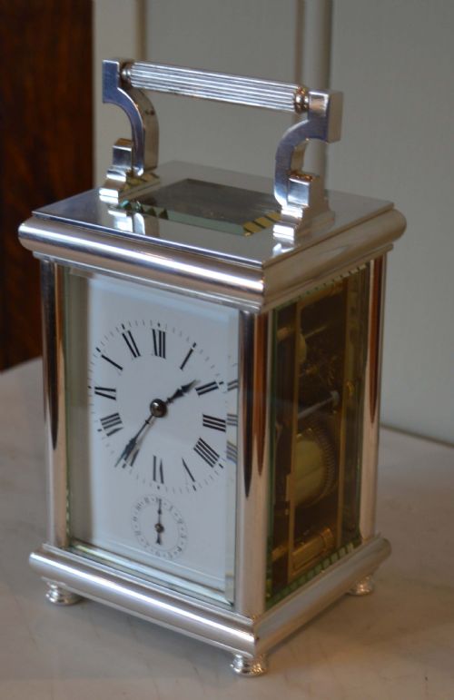 fig 1. Striking Sliver Plated Carriage Clock (France, c. 1890)