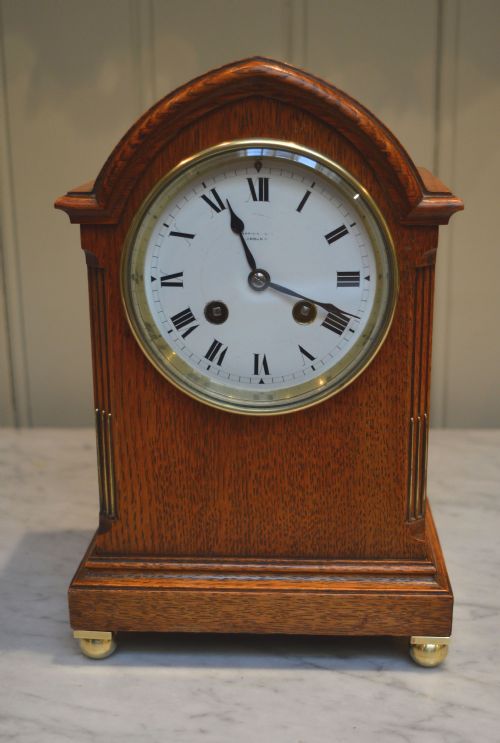 Oak Lancet Top Striking Mantel Clock