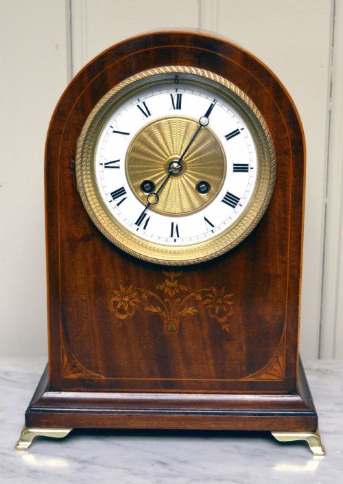 Edwardian Mahogany and Inlay Mantel Clock