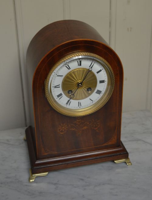 fig 1. Edwardian Mahogany and Inlay Mantel Clock