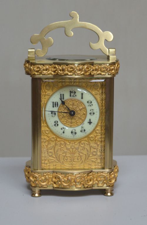 Ornate Brass and Gilt Carriage Clock (France, 1897)