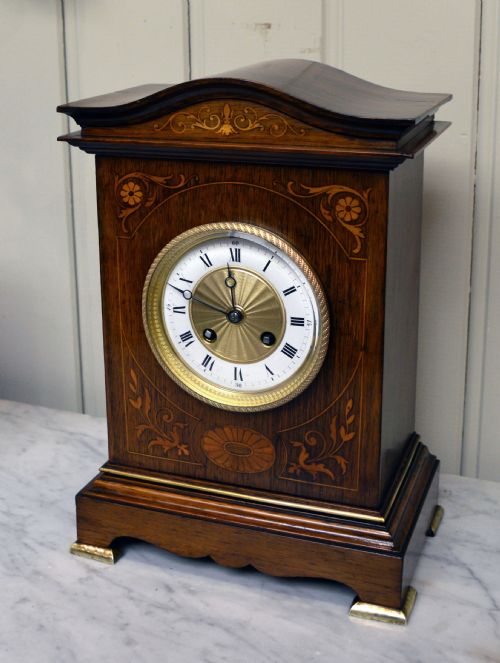 fig 1. Rosewood and Inlay Striking Mantel Clock