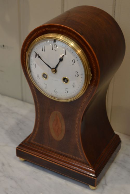 fig 1. Edwardian Mahogany and Inlay Balloon Clock