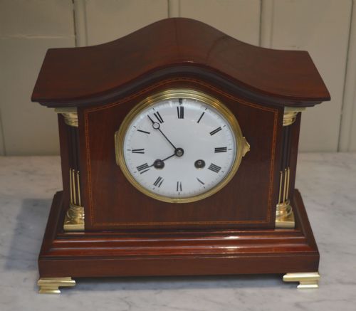 fig 1. Edwardian Mahogany and Inlay Striking Mantel Clock (England and France, c. 1905)