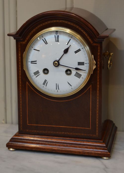 fig 1. Edwardian Mahogany and Inlay Striking Mantel Clock