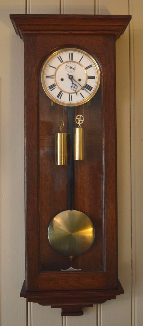 Early 20th Century Oak Vienna Regulator Clock