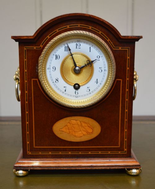 Mahogany and Inlay Timepiece Mantel Clock