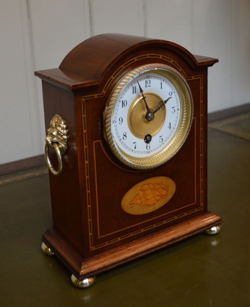 fig 1. Mahogany and Inlay Timepiece Mantel Clock 