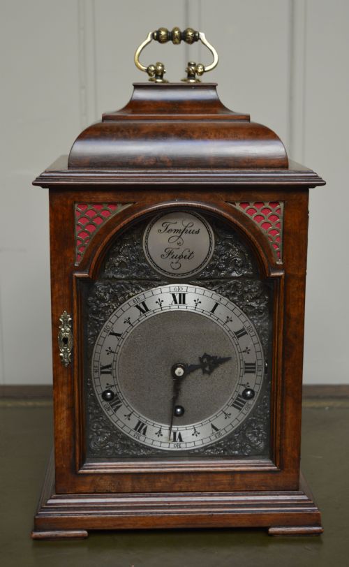 Burr Walnut Chiming Bracket Clock by Garrard (England, C. 1920 to C. 1935)