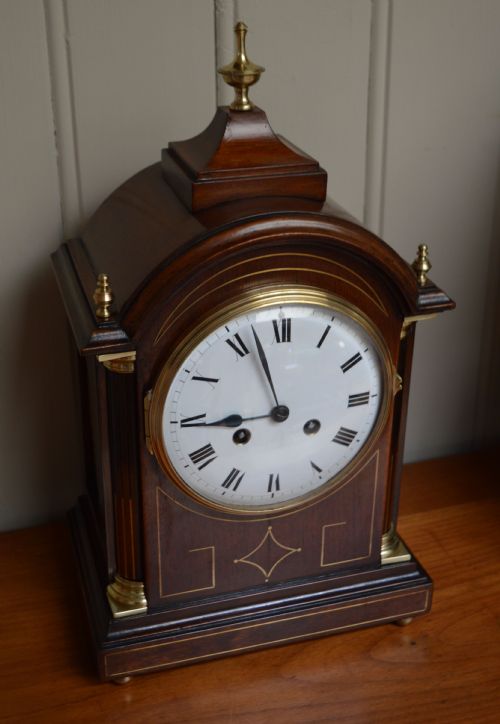 fig 1. Edwardian Mahogany and Brass Inlay Striking Bracket Clock