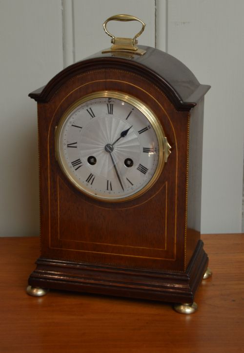 Edwardian Mahogany Striking Mantel Clock (England, 1910)