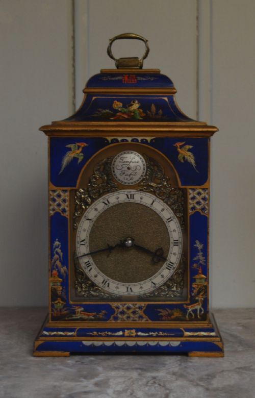 Small Blue Chinoiserie C18th Style Bracket Clock (England, C. 1920)