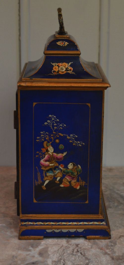 fig 1. Small Blue Chinoiserie C18th Style Bracket Clock (England, c. 1920)