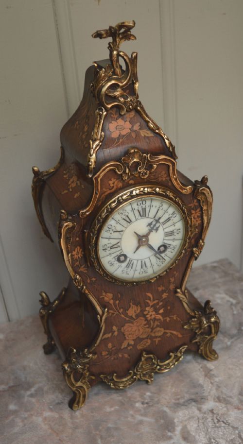 fig 1. Late 19th Century French Rosewood and Marquetry Mantel Clock (France, c. 1880)